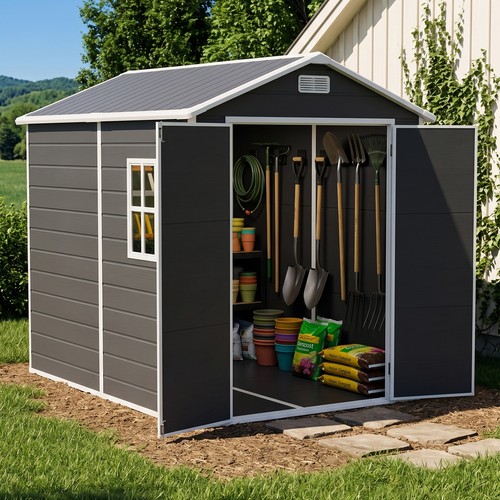Plastic garden shed with floor - with,