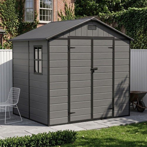 Grey wood effect garden - wood, shed