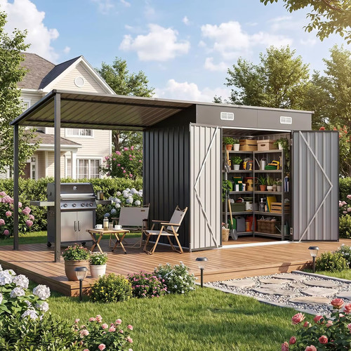 12x4ft outdoor lean shed - to,
